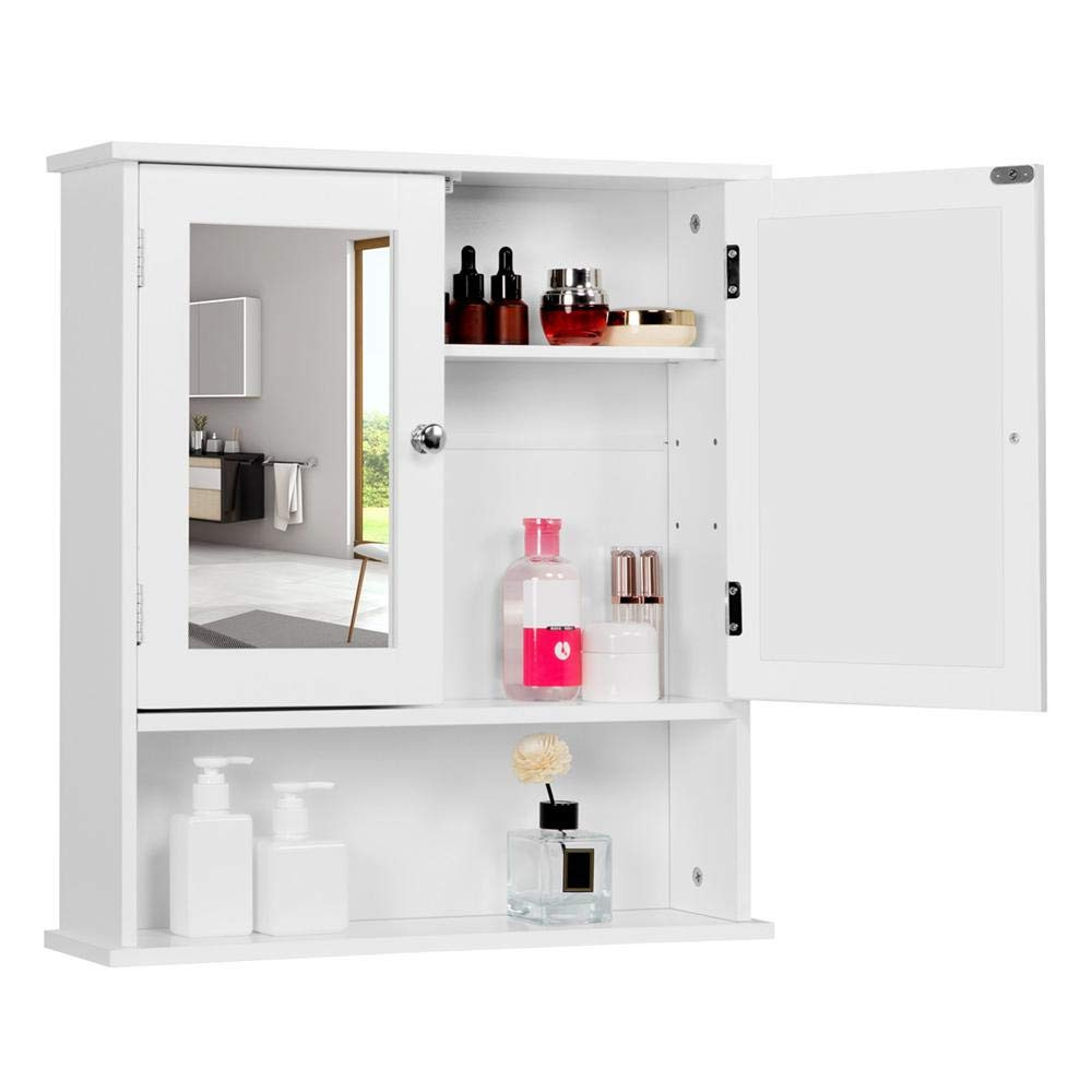 Bathroom Wall Mount Medicine Cabinet Storage Cabinet with 2 Mirror Door 3 Shelf