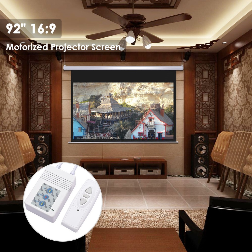 92" 16:9 Electric Auto Motorized Projector Screen Projection with Remote Control