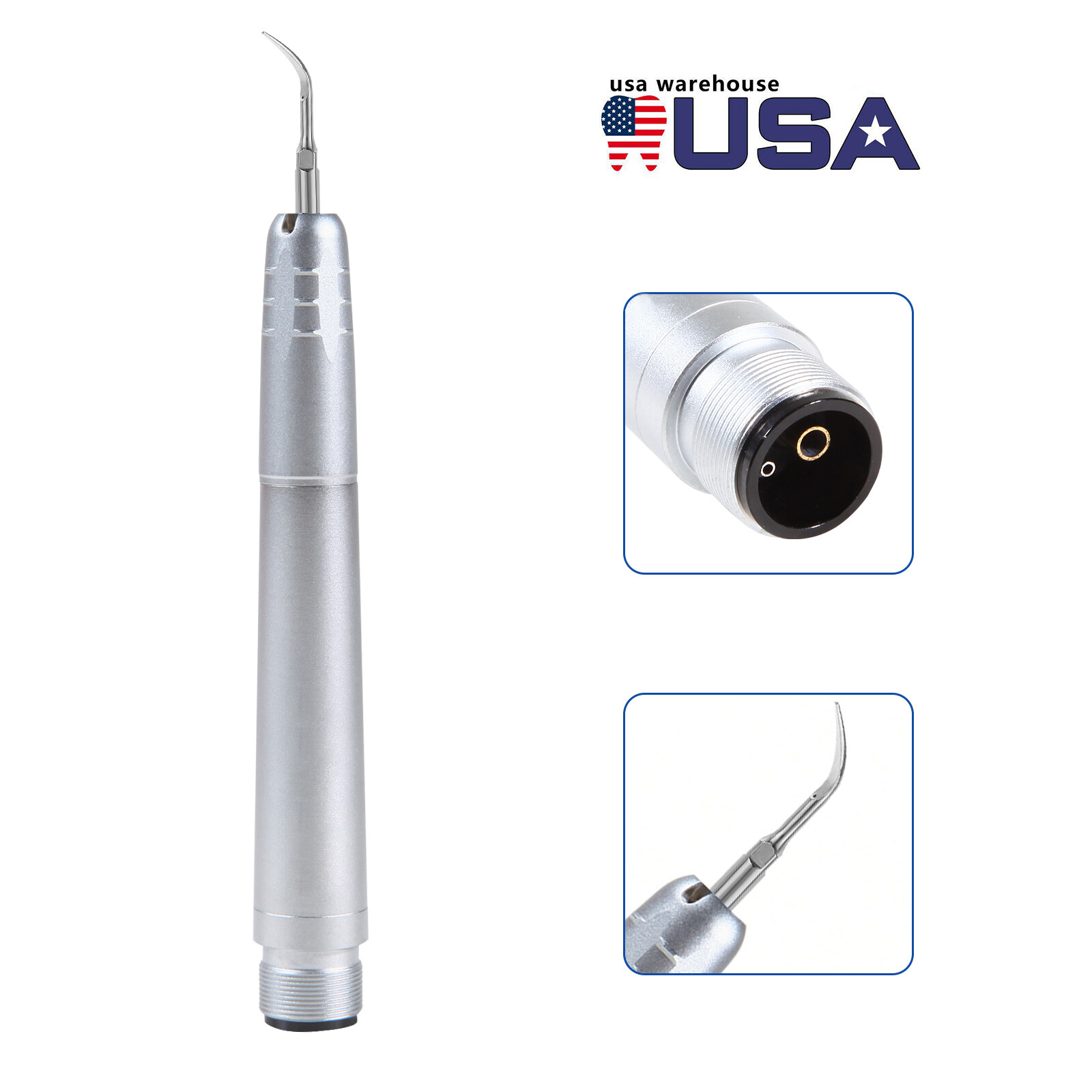 USA Dental Ultrasonic Air Perio Scaler Handpiece Hygienist 2/4-Holes With 3 Tips