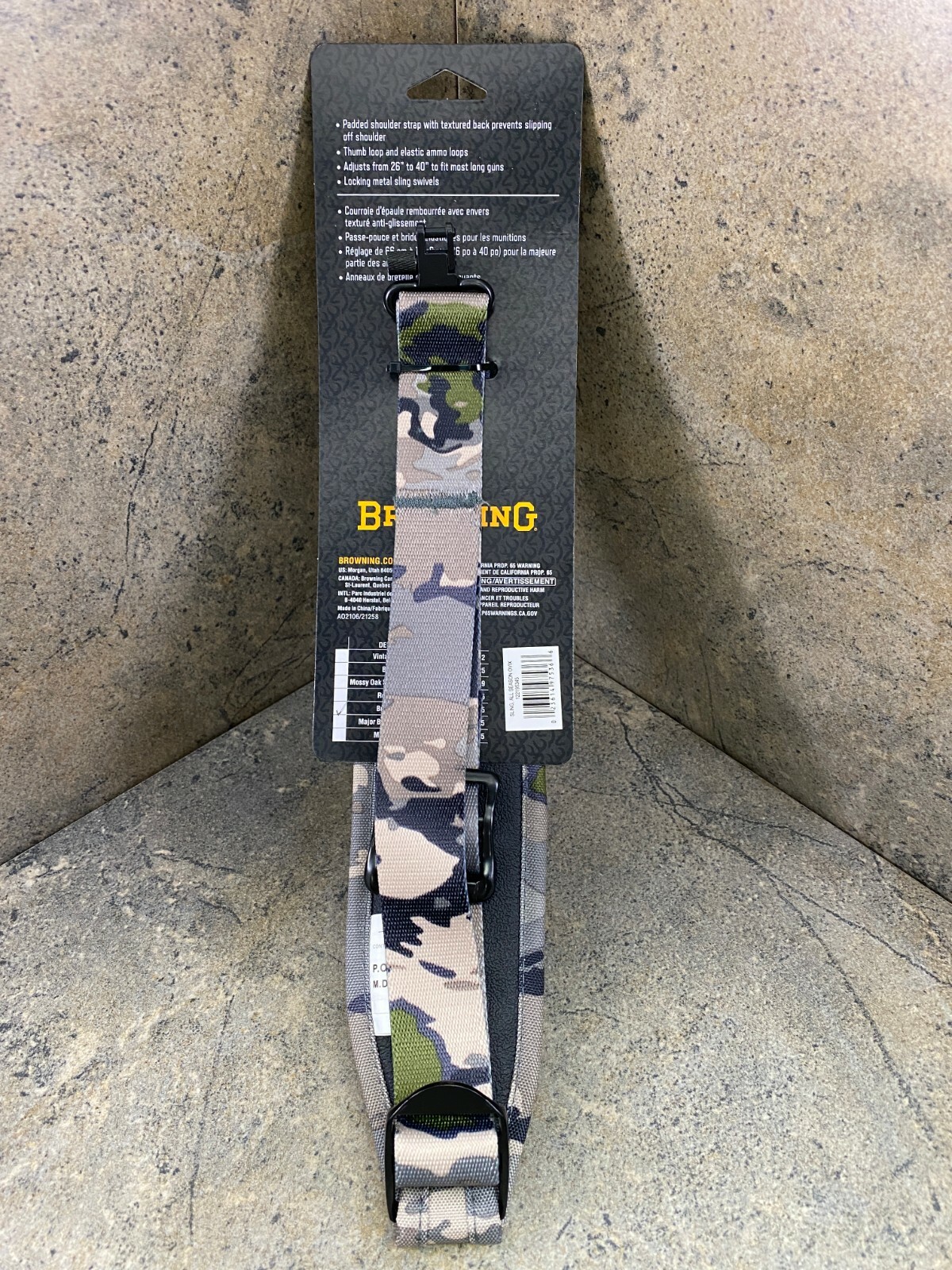 Browning All Season Rifle Sling - 122195345 OVIX Camo Cartridge Loops, Swivels