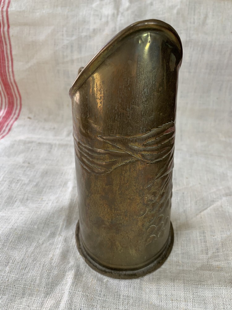 Vintage Hammered MINIATURE COPPER PITCHER w/ Embossed Grape & Vine Pattern