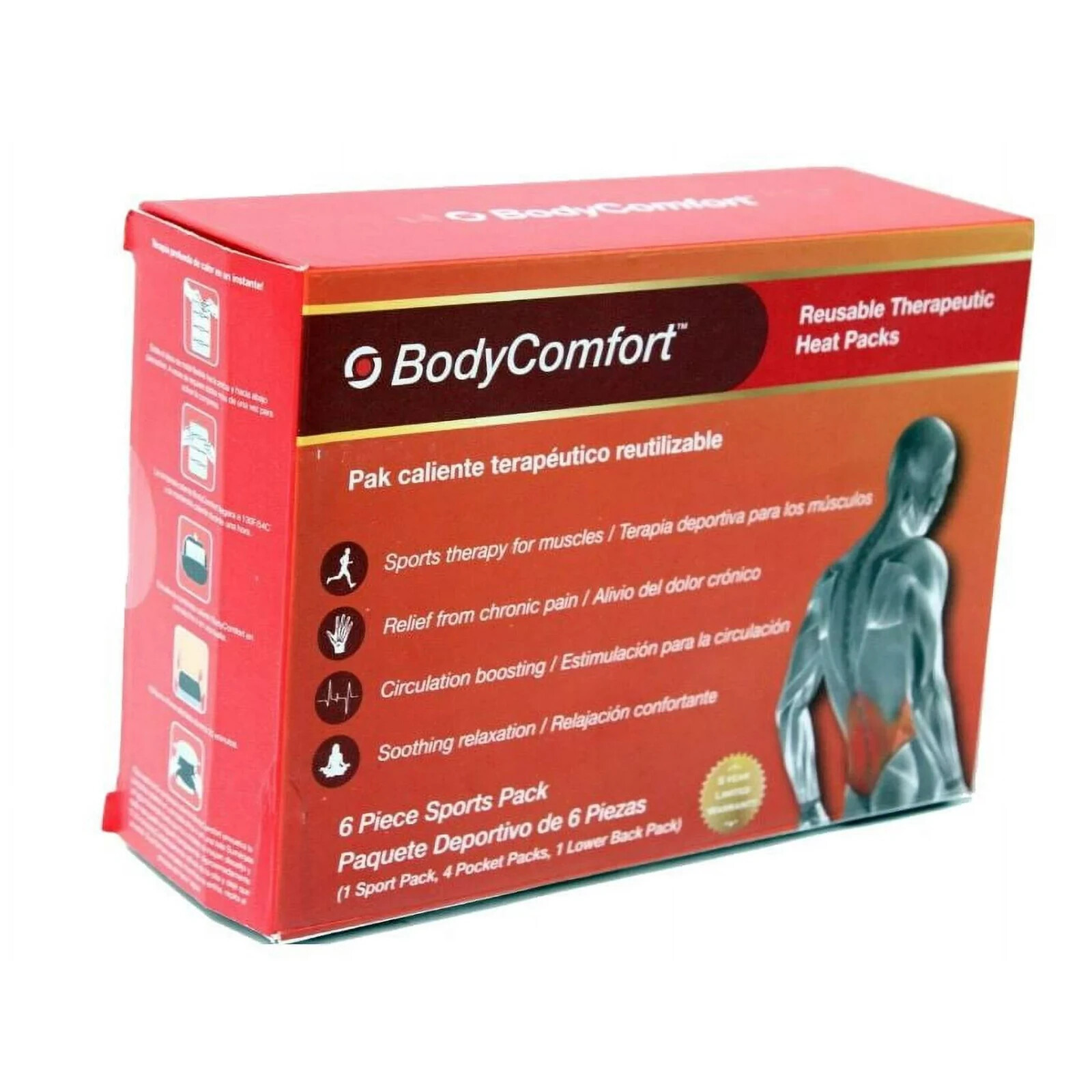 Body Comfort Reusable Therapeutic Heat Packs 6 Piece Sports Pack