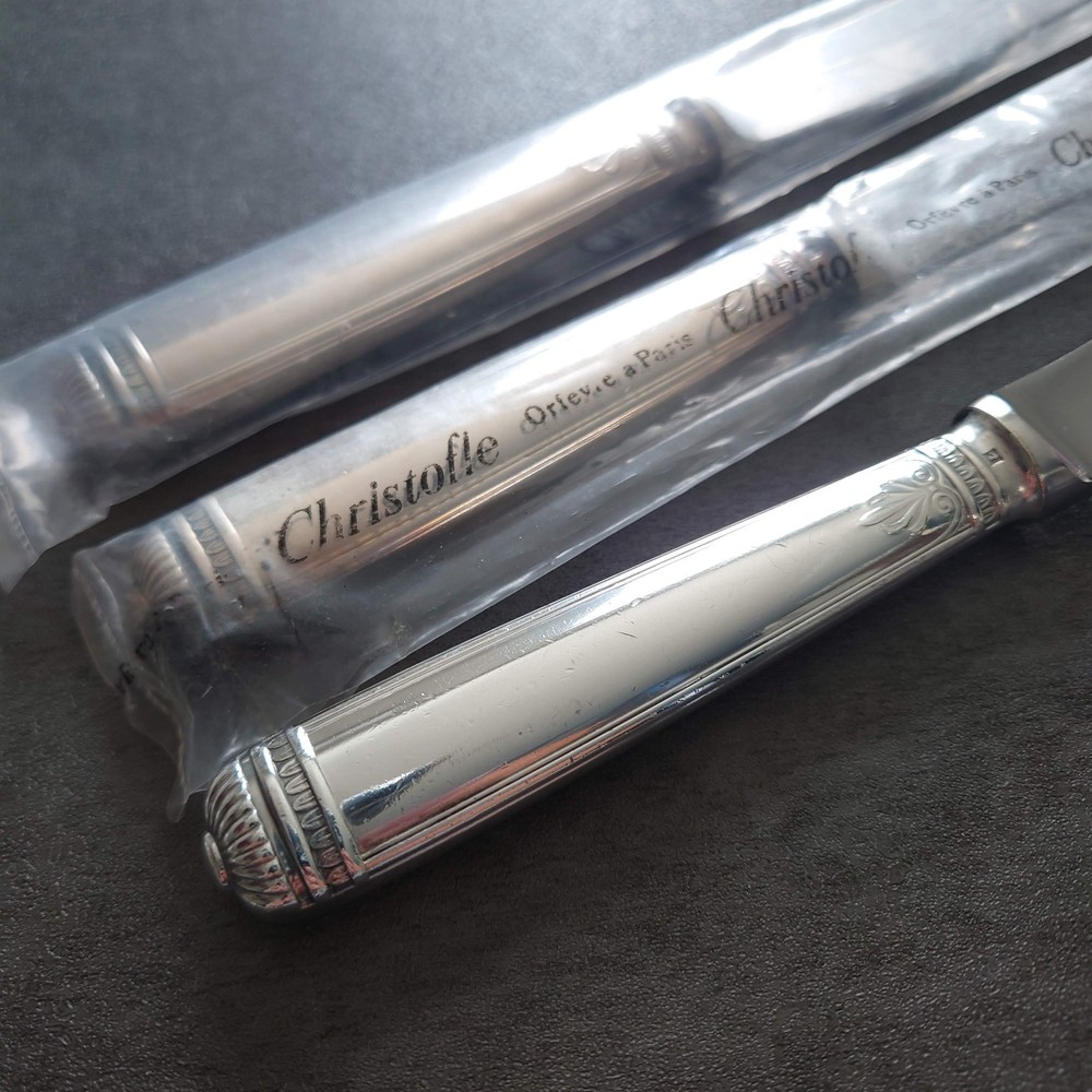 Christofle Malmaison 9pcs Silverplate Flatware Table Knife Fork Spoon Excellent