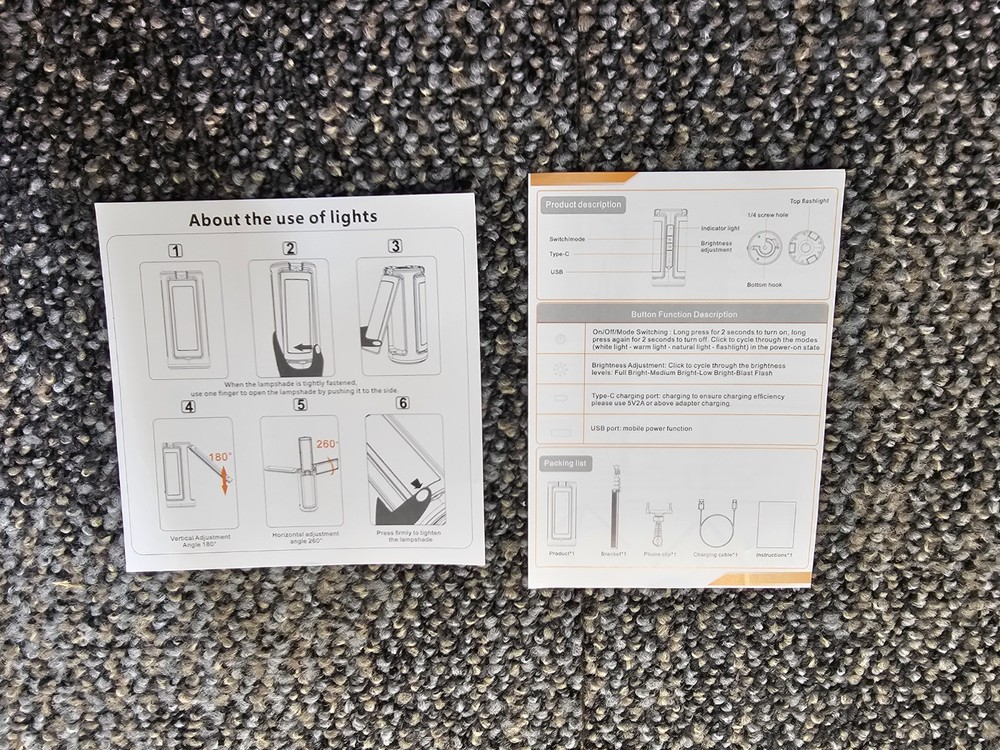 (QTY 3) Multi-Function Work/Camp Light&Stand 10000mah 20-67" Max Height LQ-WL01