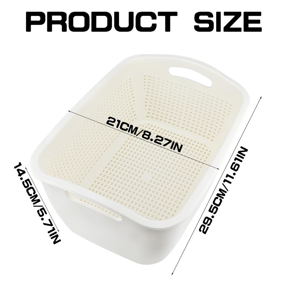 Double-Layer Plastic Fruits & Vegetable Washing Basket - Multi-Layer Stackabl...