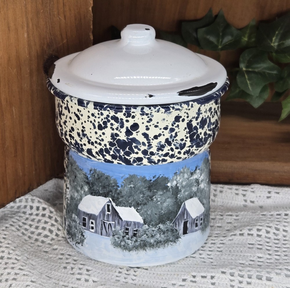 enamel container (25022) hand painted