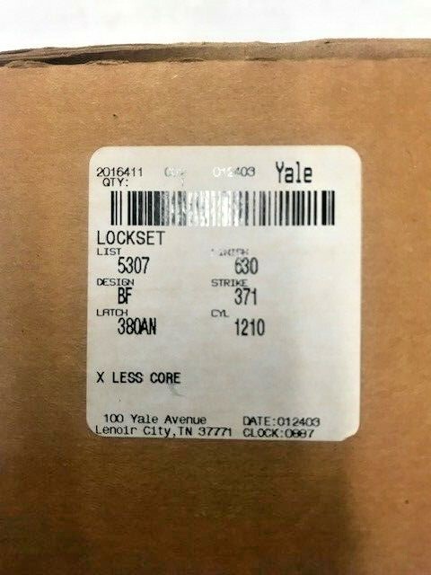 YALE SECURITY LOCK BF5307 630 Less 1210 FOR LFIC LESS CORE 2 3/4" BACKSET