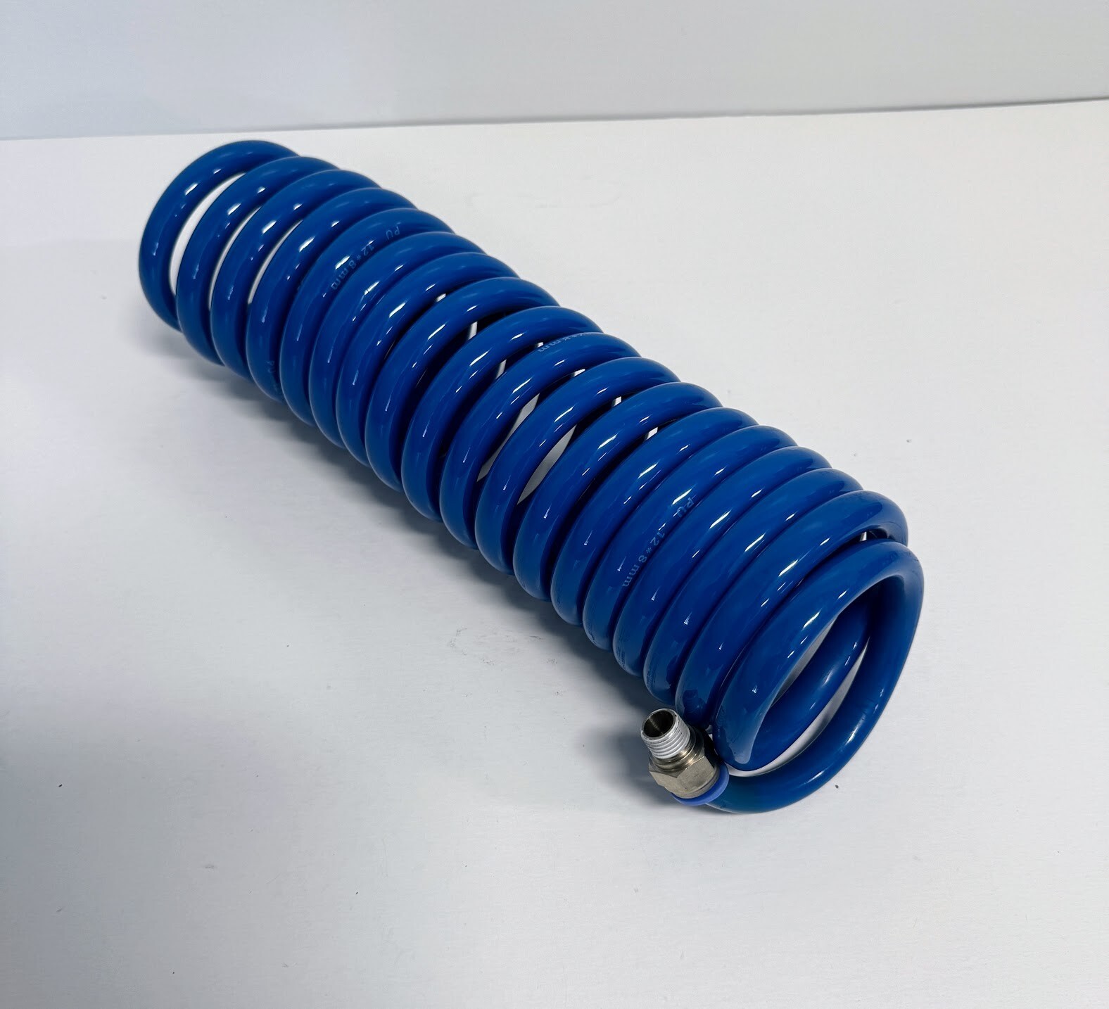 2 PACK! Recoil Air Hose 12' - 1/4" Fittings Polyurethane PU - Blue NEW