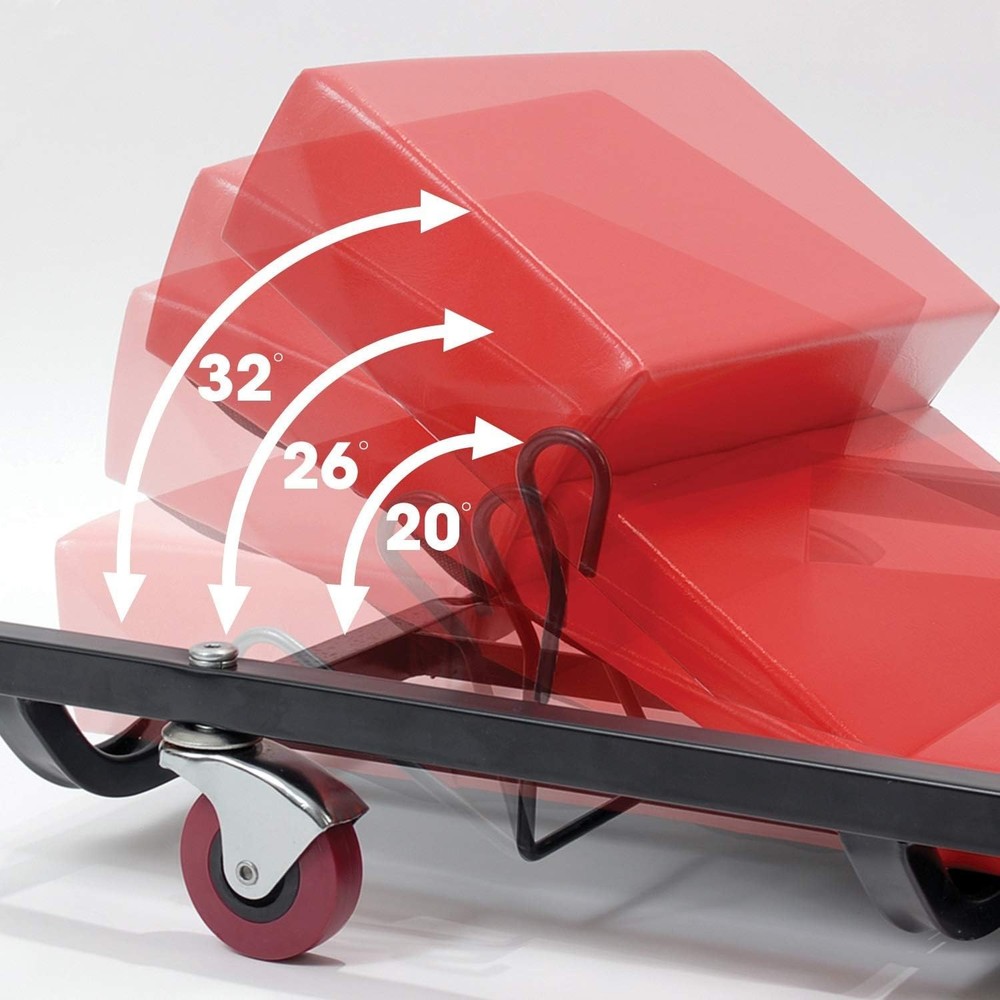 Durable 40" Red Rolling Shop Creeper with Cushioned Headrest & Smooth Mobility