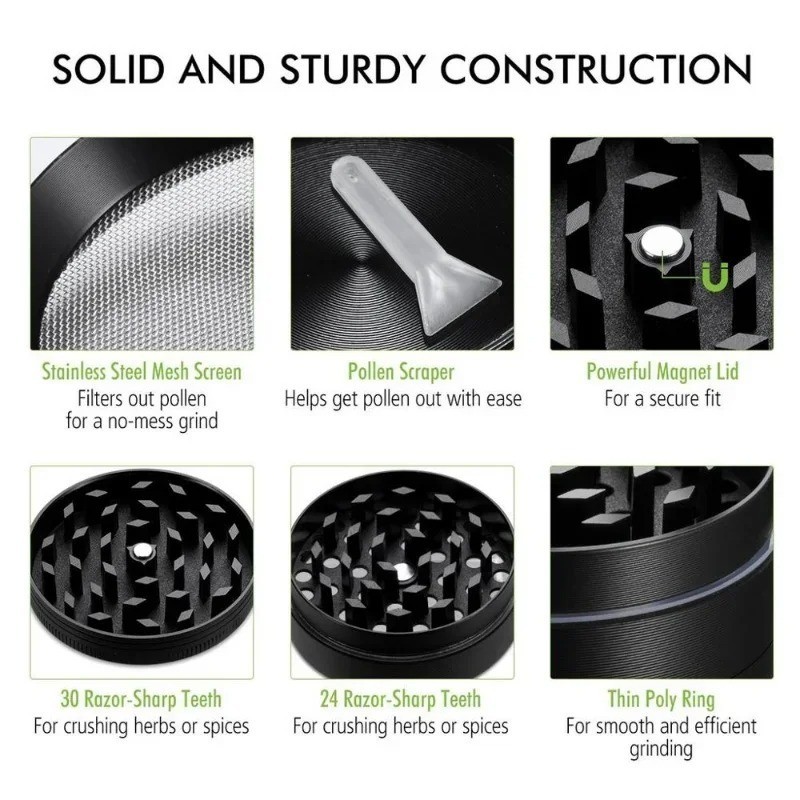 4 Layer 40 mm LARGE Portable Zinc Alloy Grinder Herb & Spice Tobacco Grinder