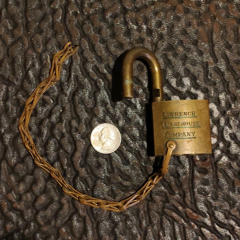 Lawrence Warehouse Chained Padlock Used Has Key