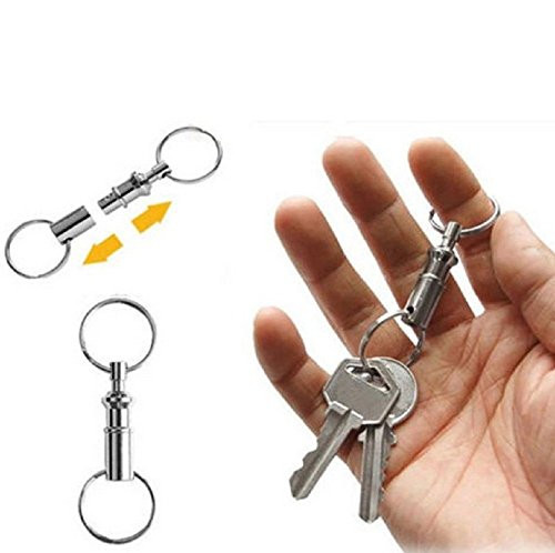 5 Pack Quick Release Detachable Pull Apart Key Rings Keychains,Double Spring