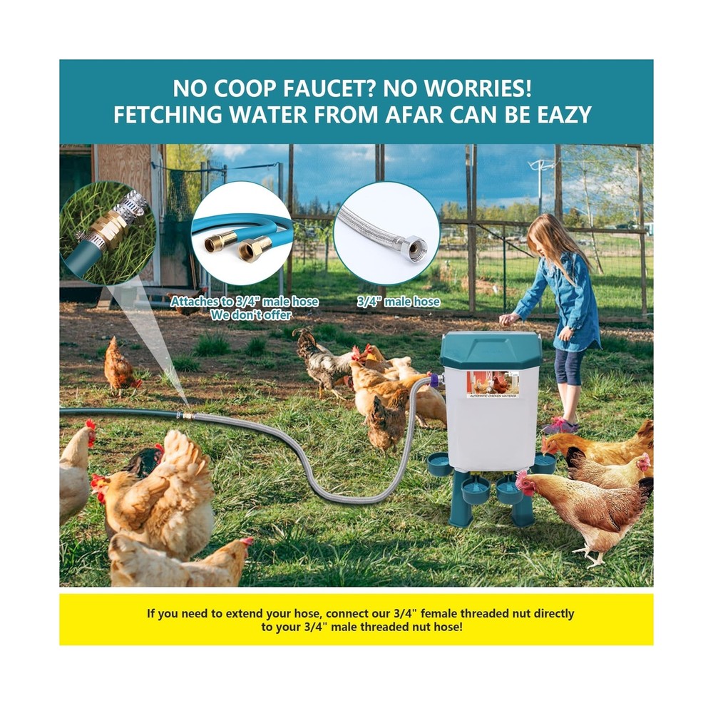 Lilyang Float-Controlled Automatic Chicken Waterer for Continuous F... Fast Ship
