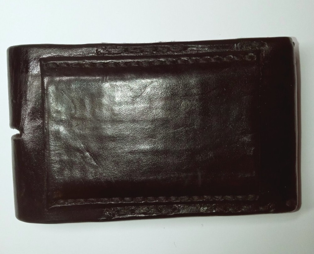 LAW ENFORCEMENT BLACK LEATHER DUAL MAGAZINE POUCH SINGLE STACK