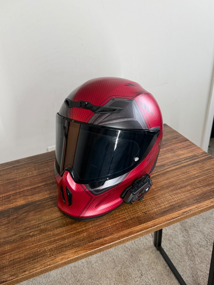 Ruroc Deadpool Helmet Limited Edition + Extra Visor + Shockwave Bluetooth DOT