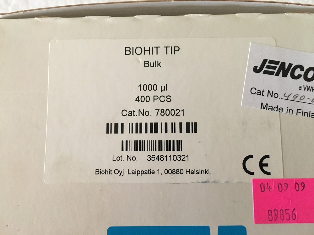 BIOHIT MODEL 780021 PIPETTOR TIPS - QUANTITY 400