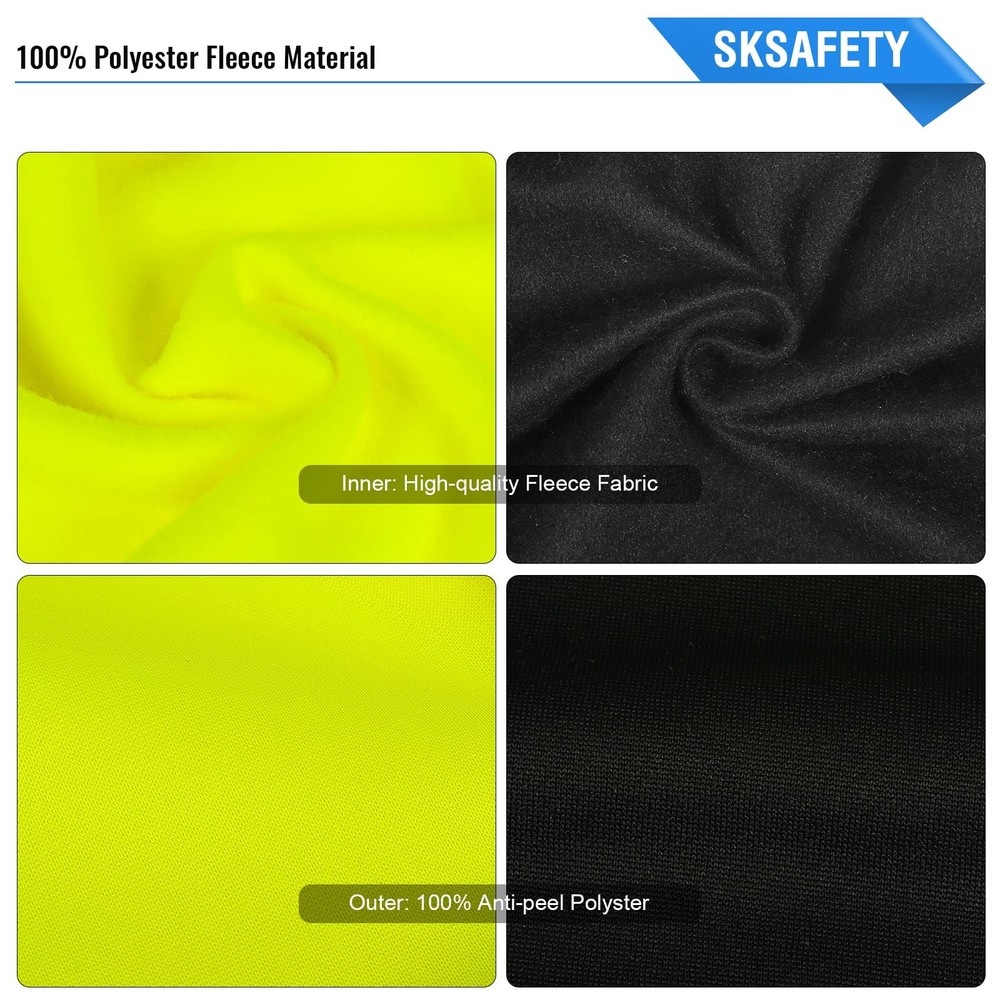 Hi Vis Safety Hoodie Class 3 Reflective Pullover Work Sweatshirt Pockets