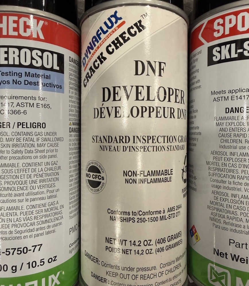 Spot check Magnaflux/ DNF Developer Penetrant And Cleaner For Crack Checking See