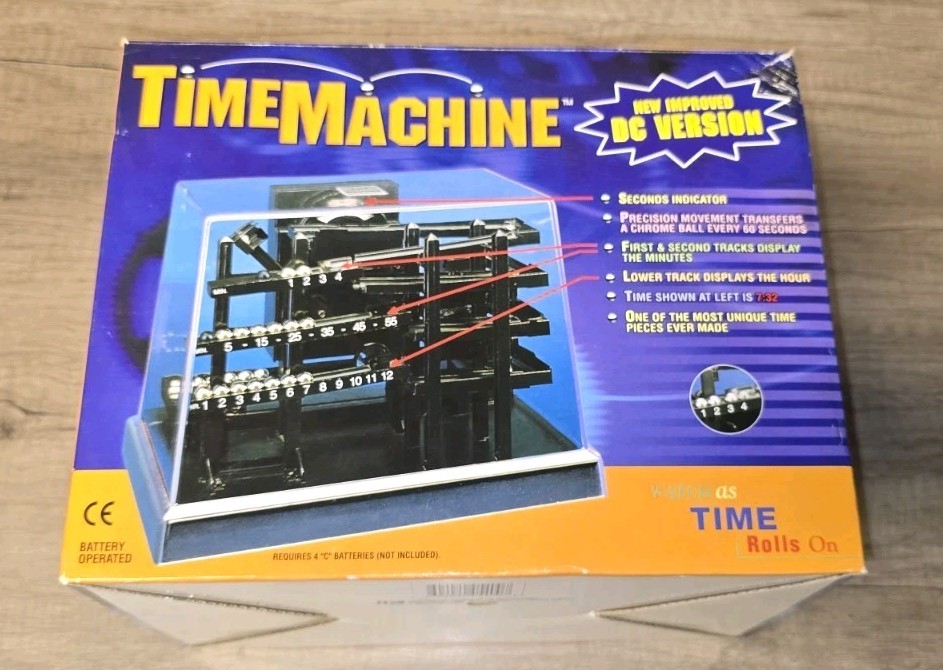 Time Machine Rolling Ball Kinetic Clock +BOX Hoffman Products DC Version TESTED