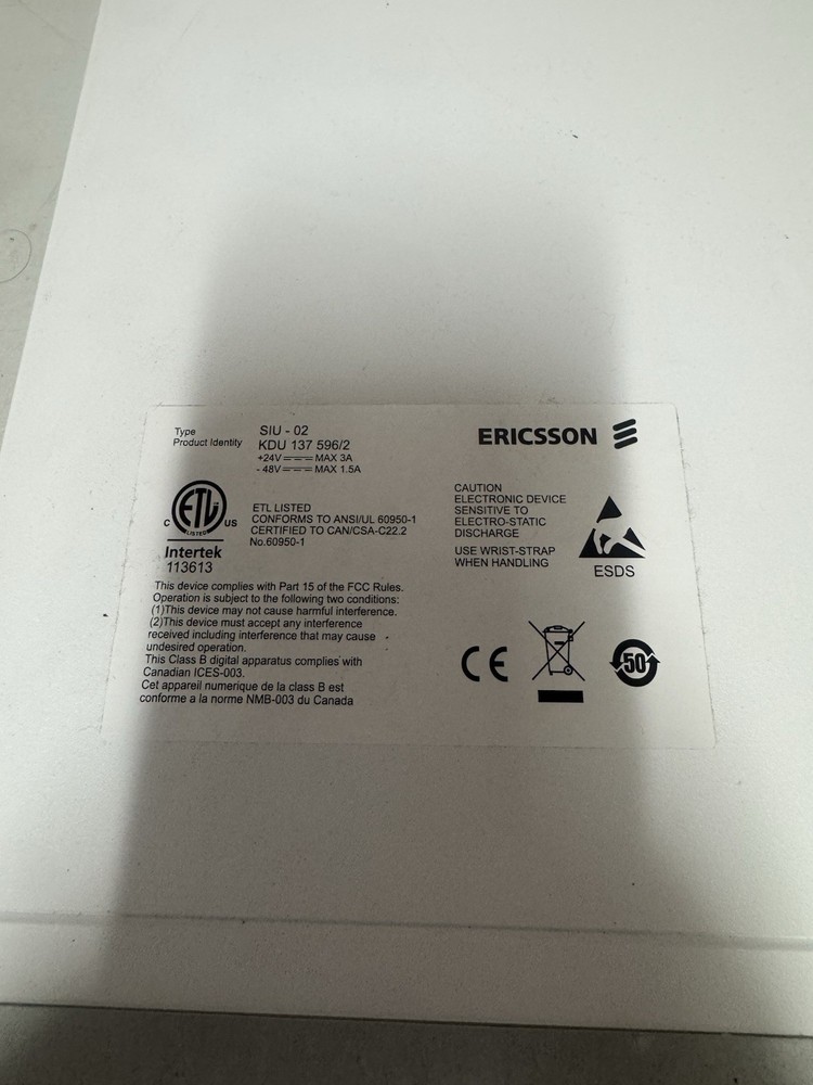 Ericsson SIU-02 KDU 137 596/2 Rackmount Unit Untested As-Is