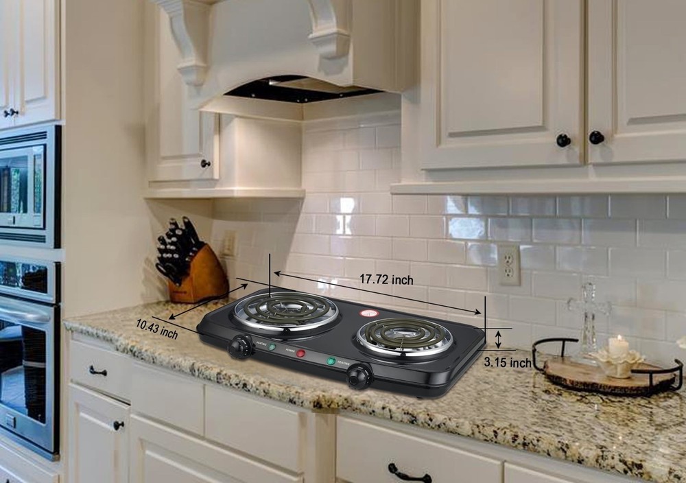 Double Burner Portable Easy To Cook Adjustable Temperature Control Kitchen Cook