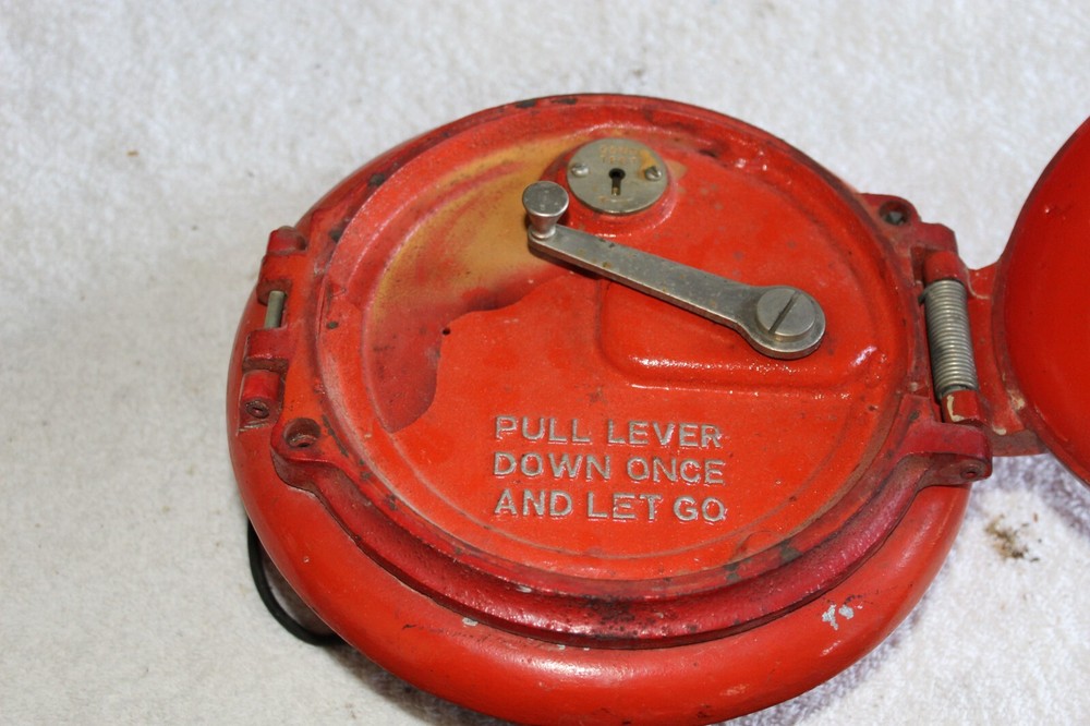 Vintage Round Fire Alarm Holtger Cabot Pull Station Box