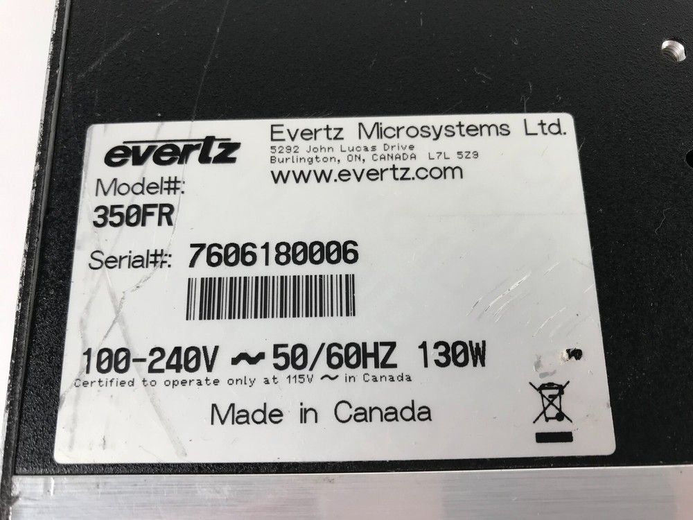 Evertz Model 350FR Multiframe 3U