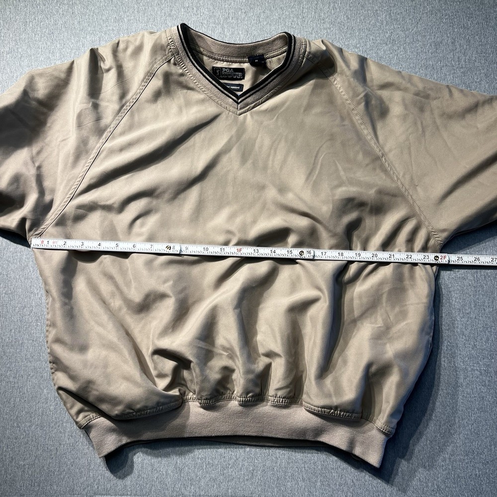 PGA Tour Water Wind Resistant Pullover Polyester Jacket beige Size medium