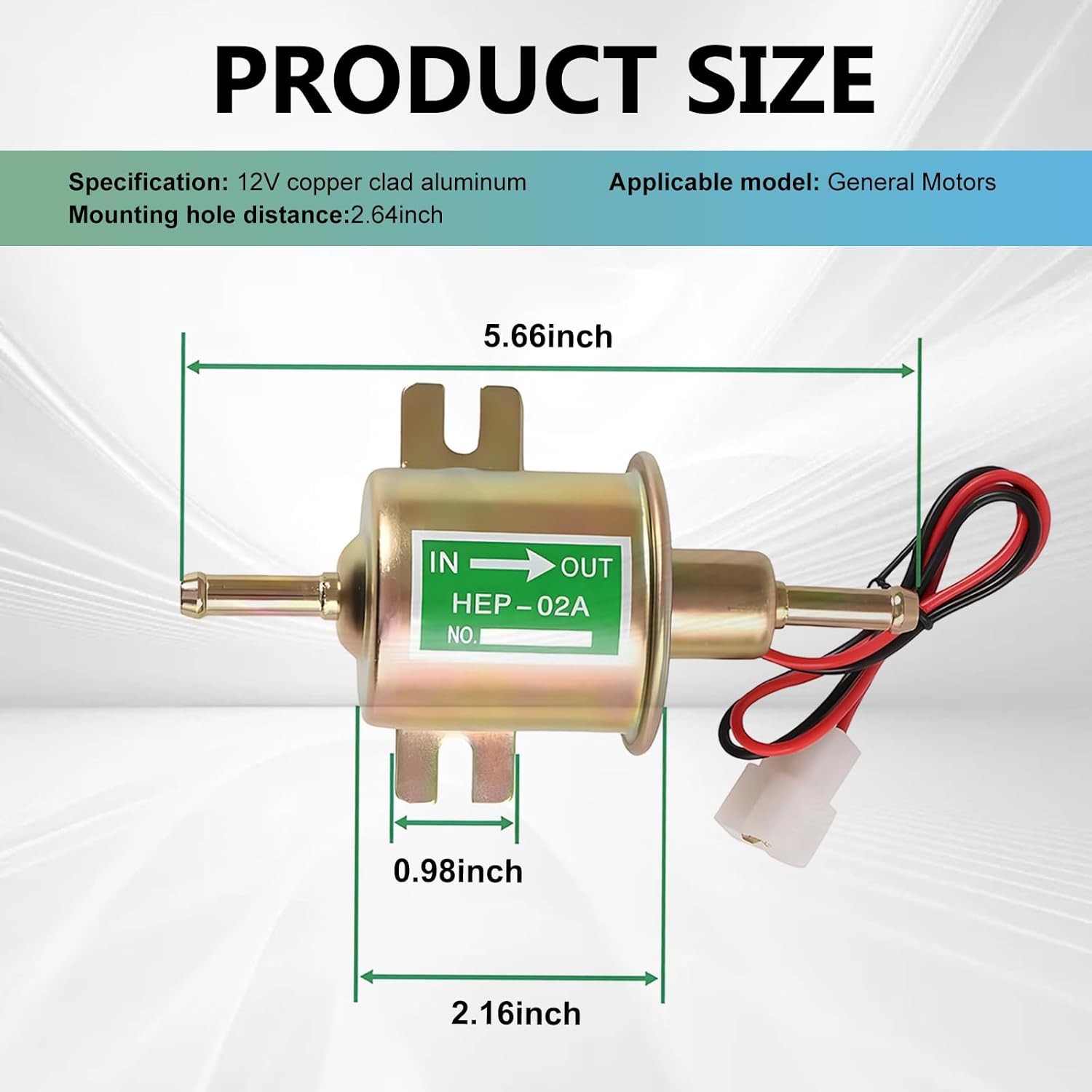 2 Pack 12V Electric Fuel Pump HEP-02A Universal Gas Diesel Inline Low Pressure