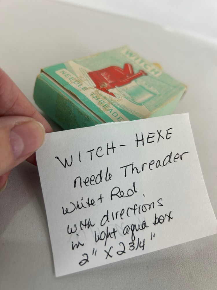 Vintage Witch - Hexe White Red Automatic Needle Threader with Light Aqua Box