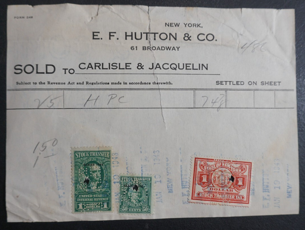 1948 document with Revenue stamps