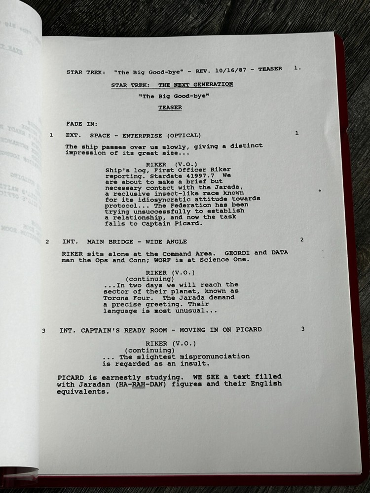 STAR TREK Script The Next Generation The Big Good-Bye Revised Final Draft 1987