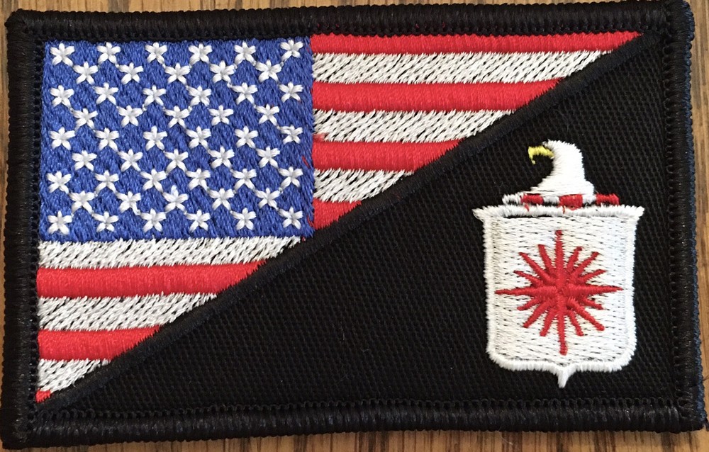 US CIA Flag Patch 3.5 X 2 Inch Hook And Loop - Red White Blue / Black