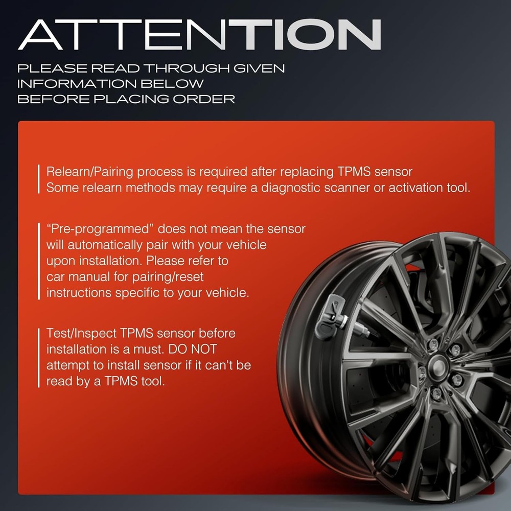 4PCS Pre-Programmed TPMS Sensor for Ram 1500 2019-2024 433MHz Replace 68293199AA