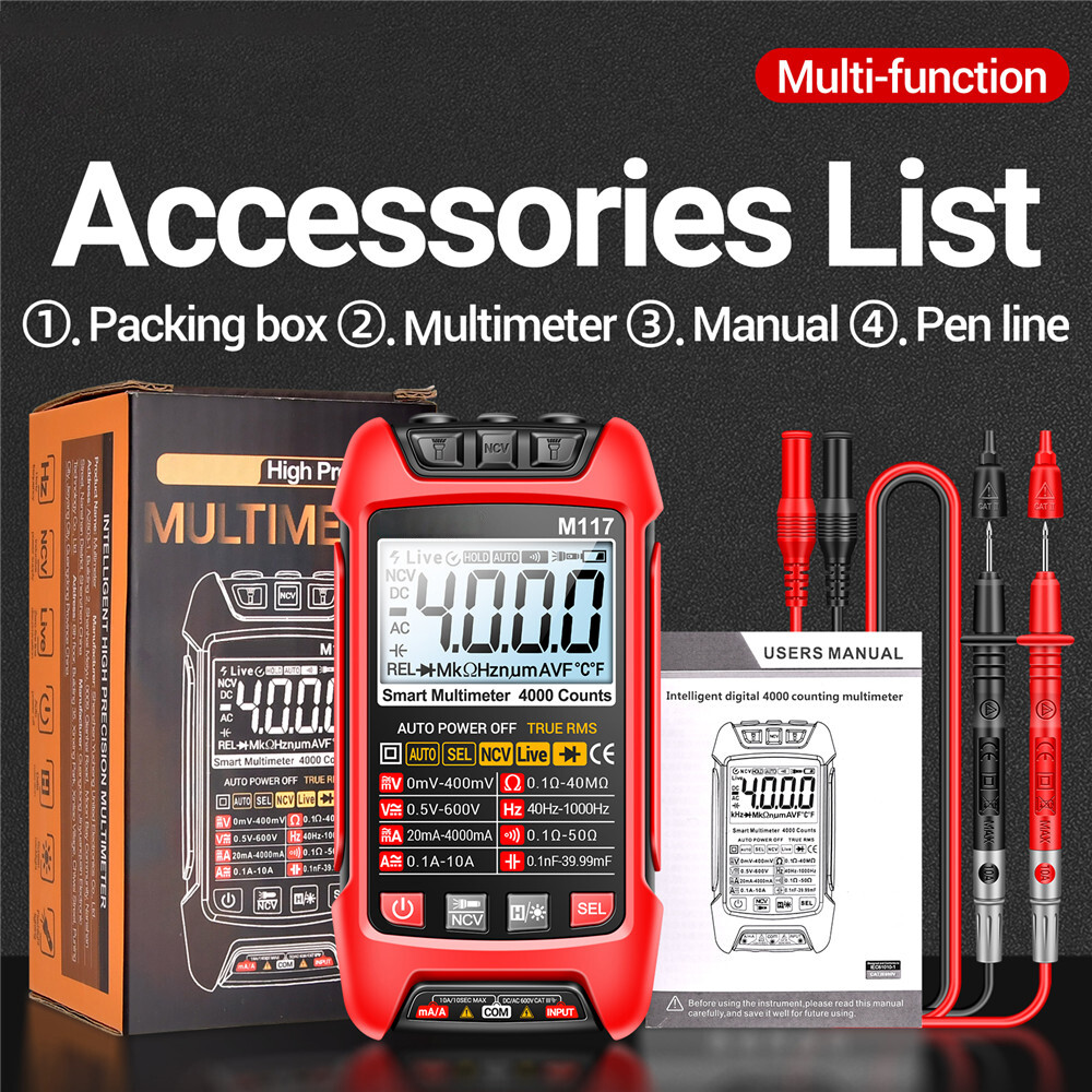 ANENG M117 Digital Multimeter NCV AC/DC Voltmeter Current 4000 Count True RMS