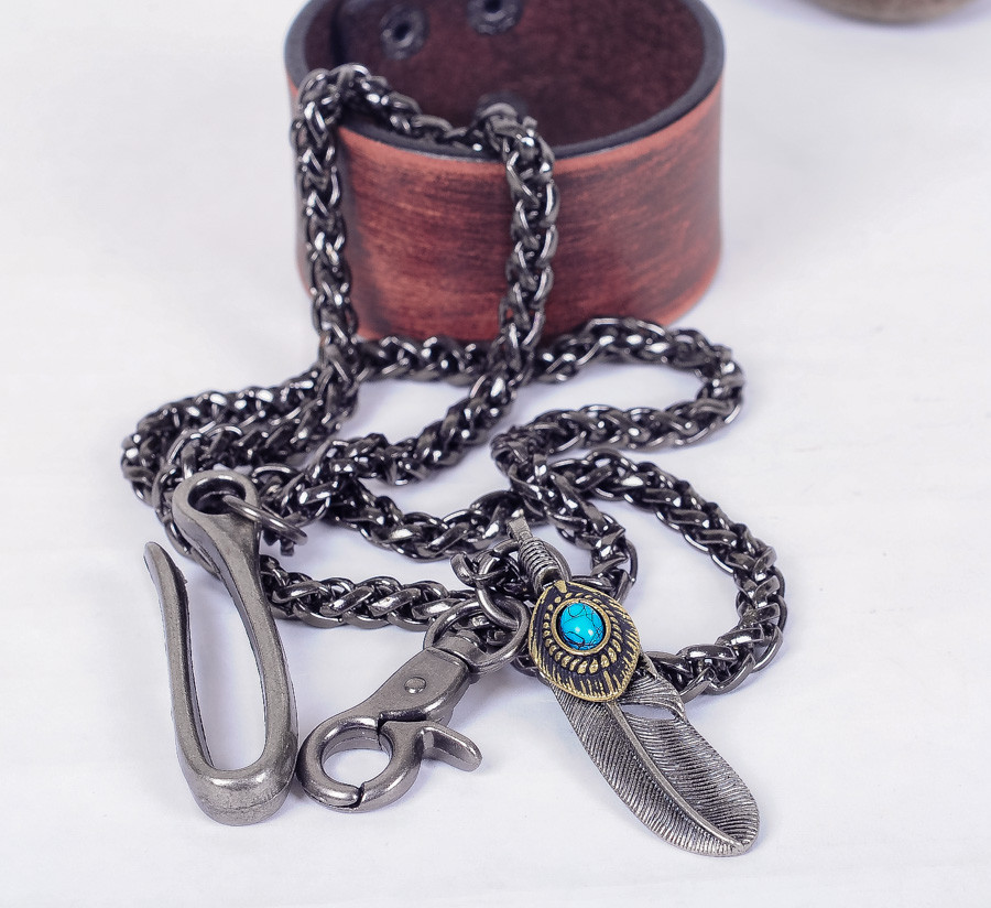 30" Basic Strong Twisted Feather Biker Trucker Keychain Key Jean Wallet Chain