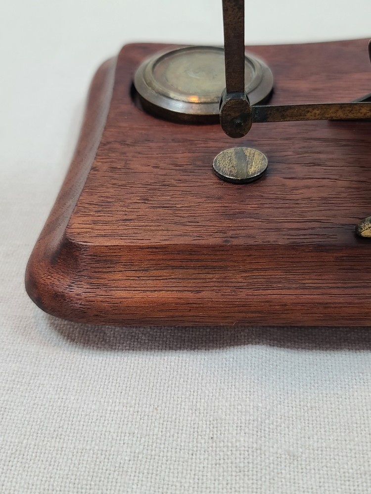 Antique Postal Scale Brass W/Walnut Base and Weights