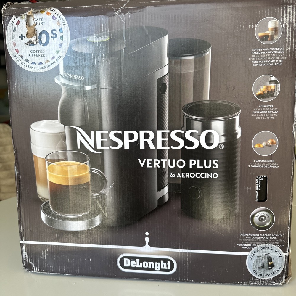 SILVER Nespresso Vertuo Plus  Coffee and Espresso Maker  READ