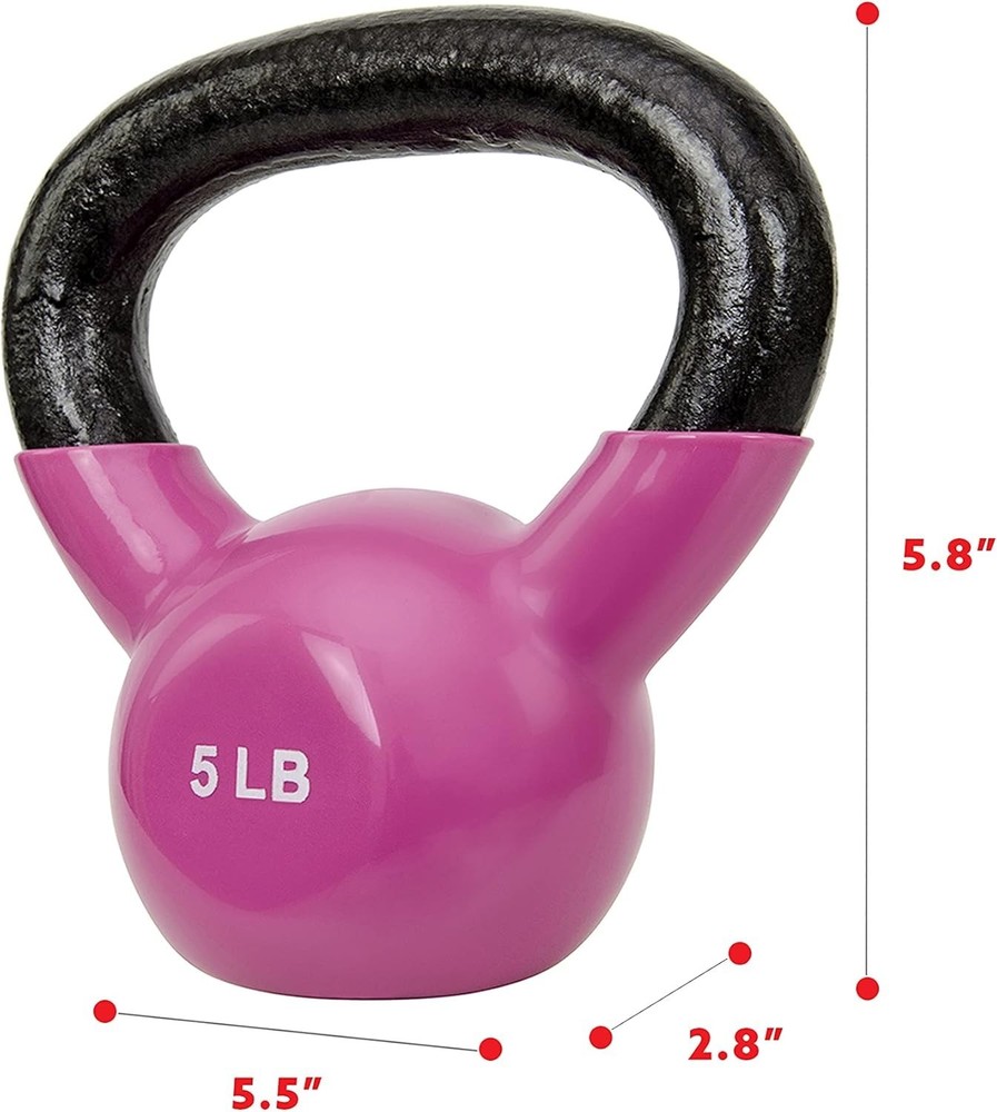 Color-Coded Kettlebells in 5-25 Pound Options for Easy Weight Identification