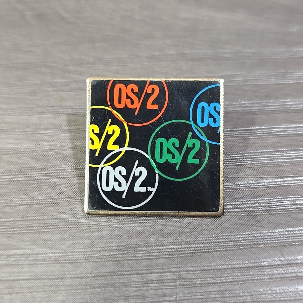Vtg OS 2 Pinback Windows Operating System Lapel Pin Microsoft Logo