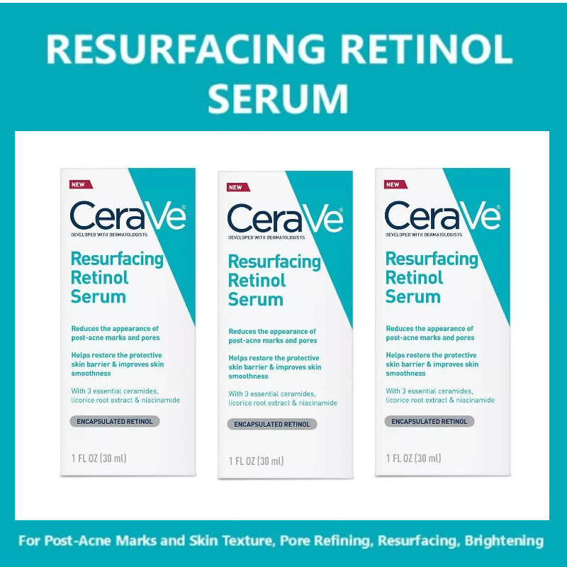 3 PACK CeraV Resurfacing Retinol Serum Post-Acne Marks Treatment - 1oz