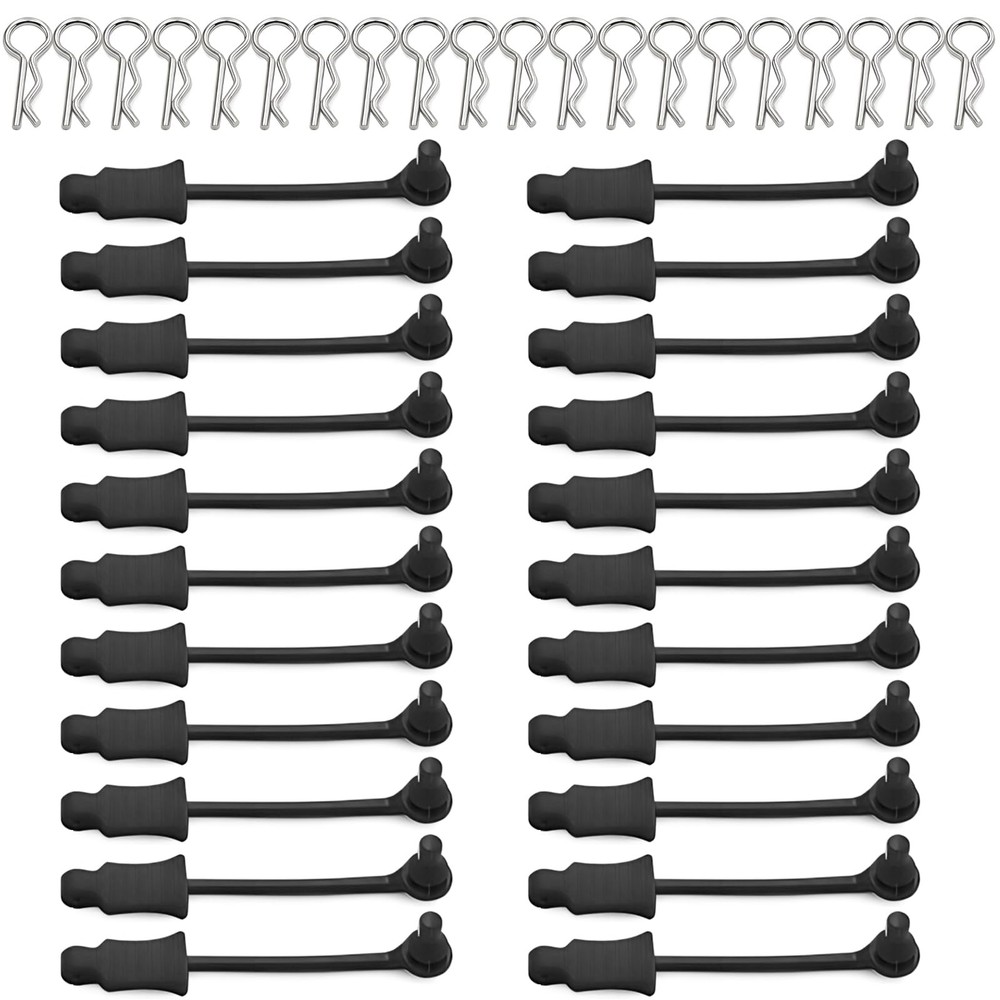 20Pcs RC Body Clips W/Pull Tabs R Pins Universal Shell Black, Black