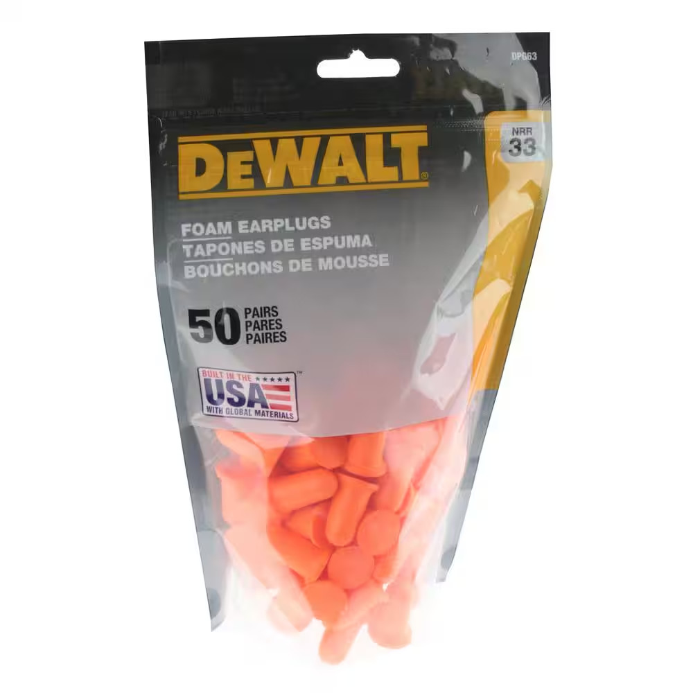 Orange Foam Disposable Earplugs (50-Pack)
