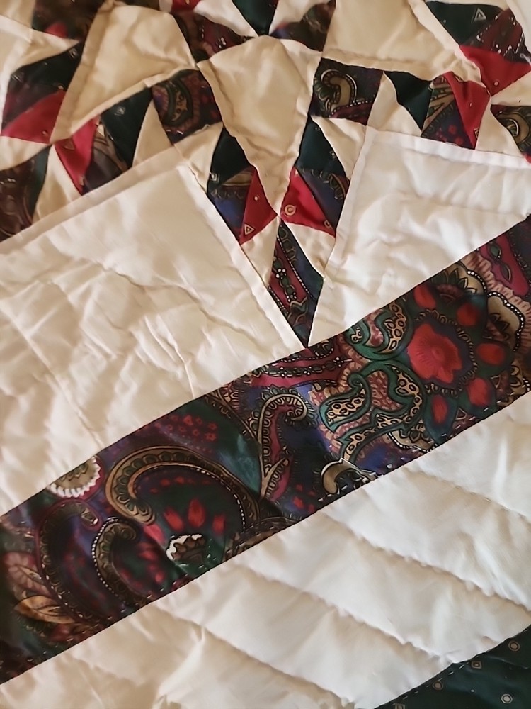 Upcycle Wall Quilt Throw Star Pattern Hand Made 48 X 58
