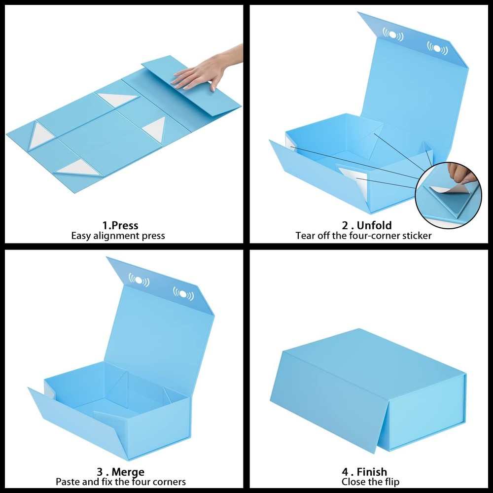 Blue Gift Box Magnetic Closure Collapsible