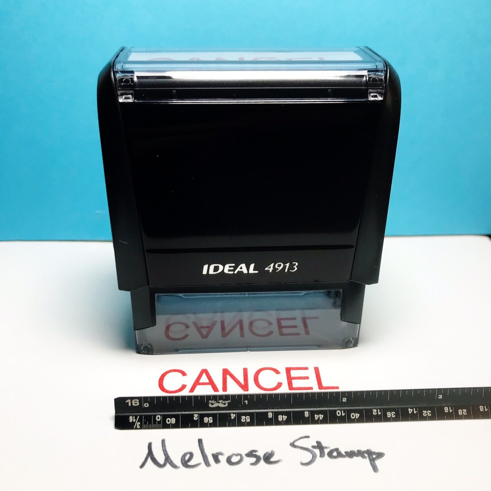 Cancel Rubber Stamp Red Ink Self Inking Ideal 4913
