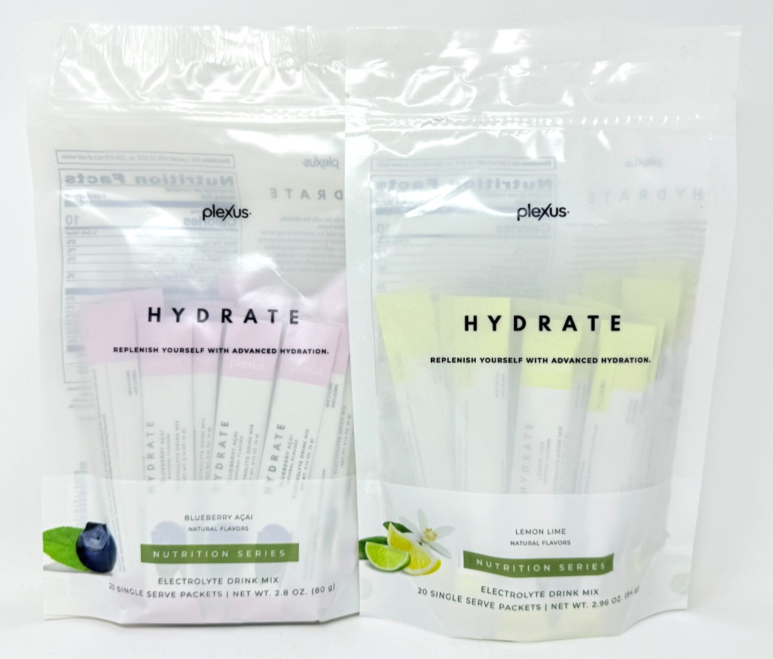 Plexus HYDRATE Electrolyte Hydration Drink Mix Packets Lemon Lime Blueberry Acai