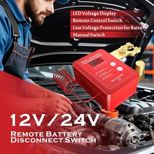 Automatic Power Cut-Off Switch, Kill Switch for car Battery 12V/24V Red