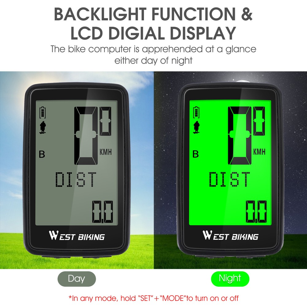 WEST BIKING Waterproof USB Rechargeable Wireless Bicycle Computer Speedometer