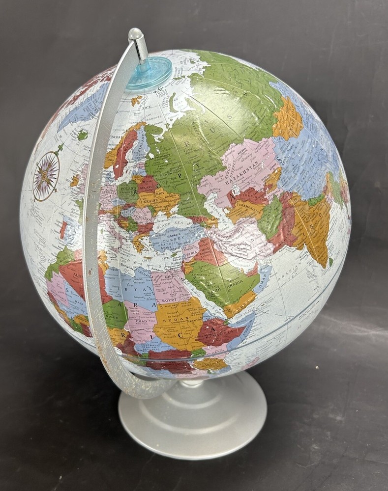 Vintage Replogle Platinum Raised Relief Globe 12”